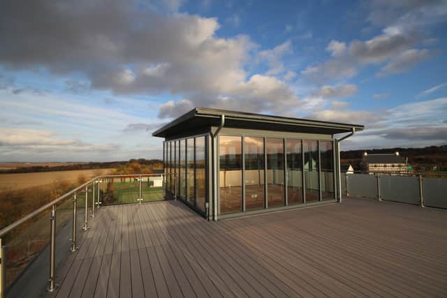 The roof terrace with 'glass box' to keep the panorama in view - whatever the weather.