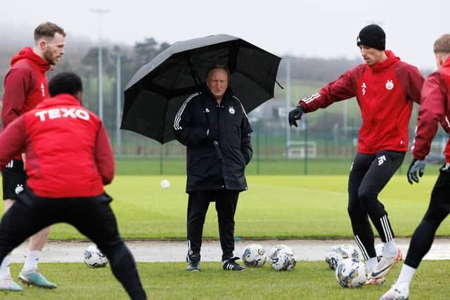 New Aberdeen manager Neil Warnock oversees his first training session at Cormack Park.