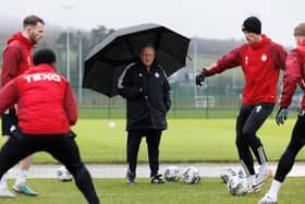New Aberdeen manager Neil Warnock oversees his first training session at Cormack Park.