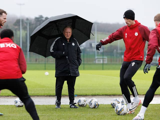 New Aberdeen manager Neil Warnock oversees his first training session at Cormack Park.