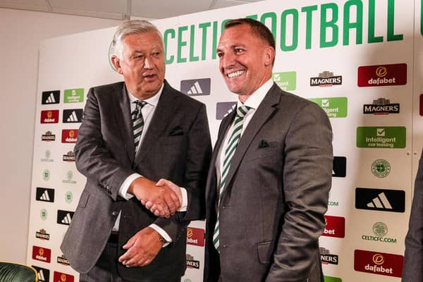 Celtic chairman Peter Lawwell (left) with newly-appointed manager Brendan Rodgers. (Photo by Craig Foy / SNS Group)
