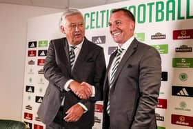 Celtic chairman Peter Lawwell (left) with newly-appointed manager Brendan Rodgers. (Photo by Craig Foy / SNS Group)
