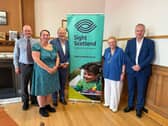 Scotland’s Culture Secretary Angus Robertson, Alistair Mackie, Chief Executive of the Royal Scottish National Orchestra, Mark Ballard, Head of External Affairs and Campaigns at Sight Scotland and Sight Scotland Veterans with Policy Group members Amanda Whitfield and Hazel Kelly.