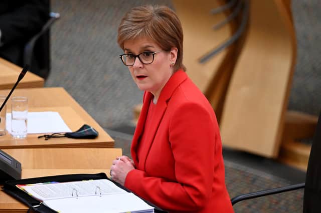 First Minister Nicola Sturgeon attending First Minster's Questions at the Scottish Parliament in Edinburgh. Picture date: Wednesday February 17, 2021.