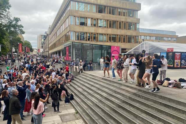 The cast of the musical Who Do Ya Love? staged a performance on George Square after the Fringe show fell victim to power cuts.