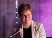 First Minister Nicola Sturgeon at the Paisley Book Festival in Renfrewshire, where she chaired a discussion with author Chitra Ramaswamy about her book Home Lands. Picture date: Friday February 17, 2023.