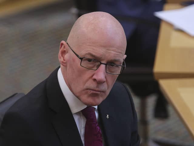 Scotland's Deputy First Minister John Swinney  at the Scottish Parliament in Holyrood, Edinburgh.