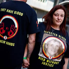 A bombshell report published on May 20, 2024 revealed more than 30,000 people were infected with viruses such as HIV and hepatitis after being given contaminated blood in Britain between the 1970s and 1990s (Picture: Benjamin Cremel / AFP / Getty)