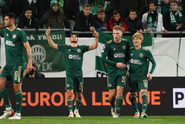 Liel Abada celebrates his goal for Celtic.
