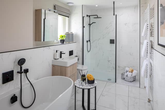 The contemporary bathroom in the Spence house type. Image: Nick Callaghan