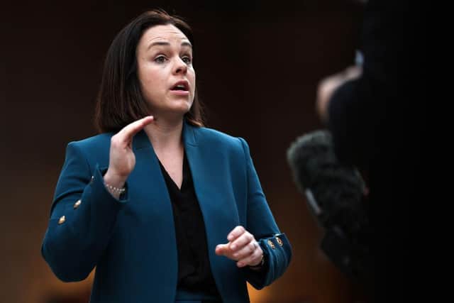 EDINBURGH, SCOTLAND - FEBRUARY 25: Kate Forbes, Deputy First Minister speaks with the media prior to the final Scottish Budget Debate at the Scottish Parliament on February 25, 2025 in Edinburgh, Scotland. In a preliminary vote earlier this month, MSP's backed the Scottish government's Budget 74 to 30, with 21 abstentions. This is the SNP's first budget since they stopped working with the Green Party in government. (Photo by Jeff J Mitchell/Getty Images) : The Scottish Government - with Gaelic speaker Kate Forbes as Deputy First Minister - has been warned that the Bill risks being seen as a "cynical ploy".