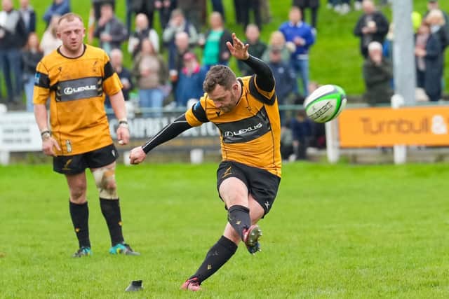 Currie's Jamie Forbes kicked 16 points in the Premiership play-off final win over Hawick. (Photo by Simon Wootton / SNS Group)