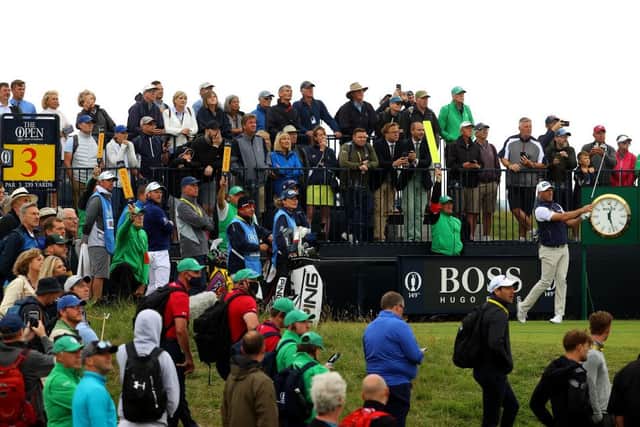 Lee Westwood plays his shot from the third tee during a practice round ahead of The 149th Open at Royal St George’s. Picture: Andrew Redington/Getty Images.