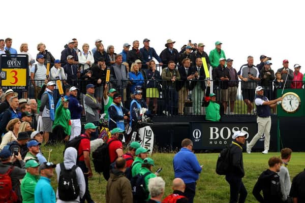 Lee Westwood plays his shot from the third tee during a practice round ahead of The 149th Open at Royal St George’s. Picture: Andrew Redington/Getty Images.