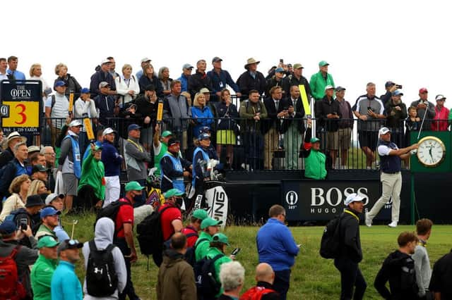 Lee Westwood plays his shot from the third tee during a practice round ahead of The 149th Open at Royal St George’s. Picture: Andrew Redington/Getty Images.