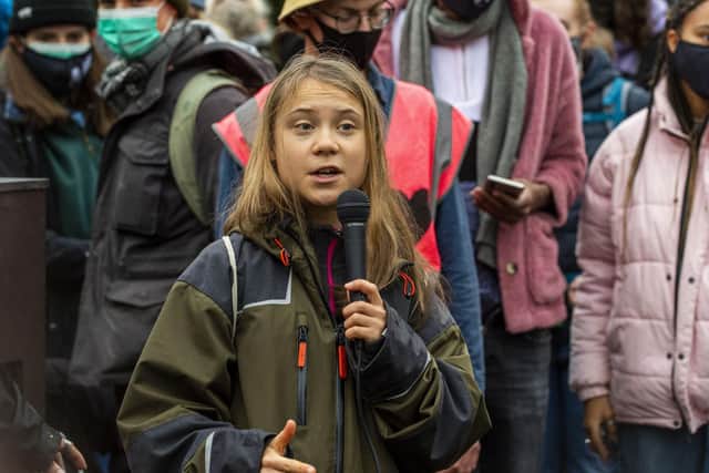 Climate activist Greta Thunberg attends a Youth Climate Activist Rally in Festival Park, Glasgow, in conjunction with COP26. Picture: Lisa Ferguson





LEADERS OF AROUND THE WORLD GATHER AT COP26 IN GLASGOW TO DISCUSS CLIMATE CHANGE