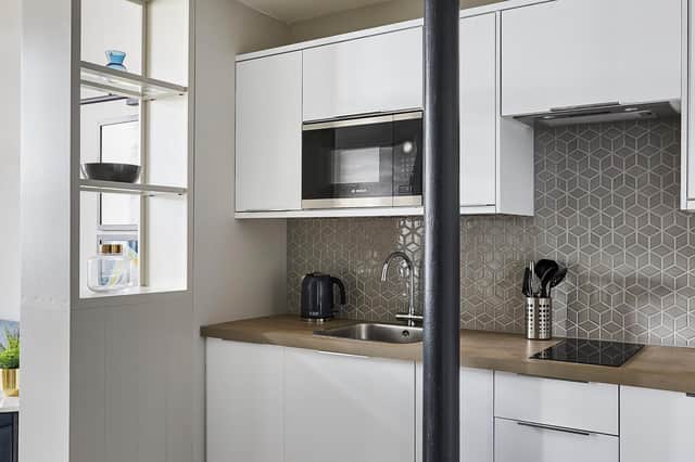 The 85 Studio and One Bedroom suites have their own kitchenettes.
