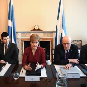 Nicola Sturgeon chairs her final Cabinet meeting in March last year. Picture: Andy Buchanan/pool/Getty Images
