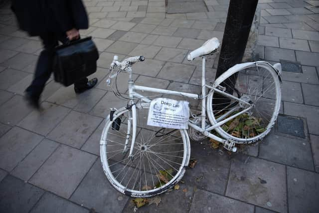 A white 'ghost bike' marks the site where a cyclist has been killed (Picture: Oli Scarff/Getty Images)