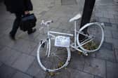 A white 'ghost bike' marks the site where a cyclist has been killed (Picture: Oli Scarff/Getty Images)