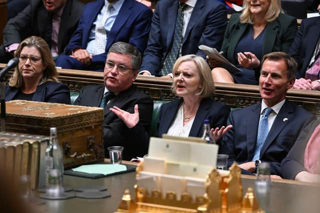 Prime Minister Liz Truss reacting during Prime Minister's Questions in the House of Commons. Picture: Parliament/Jessica Taylor/PA Wire