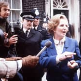 Margaret Thatcher outside 10 Downing Street in 1979. PA Photo.