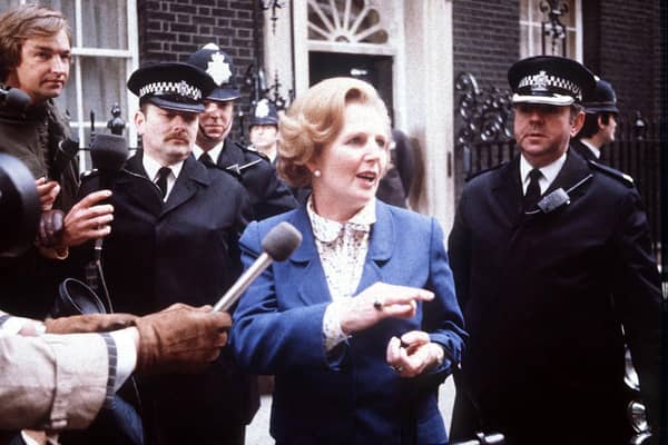 Margaret Thatcher outside 10 Downing Street in 1979. PA Photo.