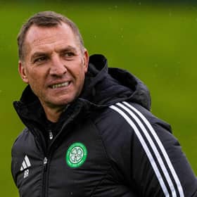 Celtic manager Brendan Rodgers takes a training session on Tuesday ahead of the Champions League clash with Atletico Madrid. (Photo by Craig Williamson / SNS Group)