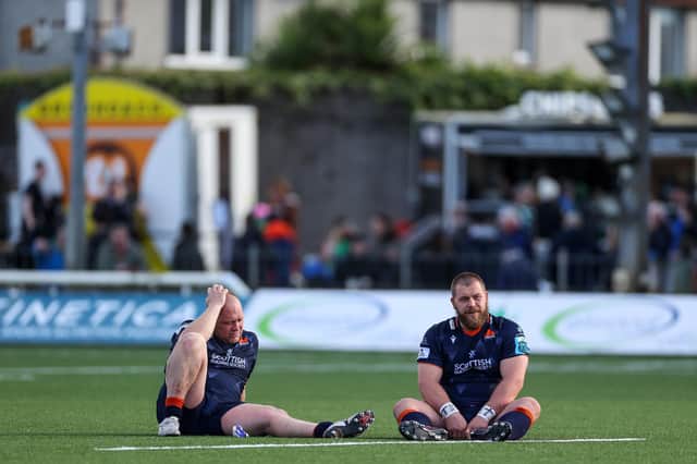 Edinburgh's WP Nel and Boan Venter look dejected after the game in Connacht.