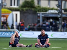 Edinburgh's WP Nel and Boan Venter look dejected after the game in Connacht.