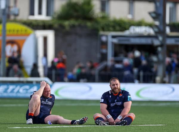 Edinburgh's WP Nel and Boan Venter look dejected after the game in Connacht.