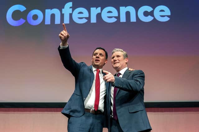 Labour leader Sir Keir Starmer with Scottish Labour leader Anas Sarwar (left) after speaking during the Scottish Labour Party conference at the Scottish Event Campus in Glasgow at the weekend. PIC: Jane Barlow/PA Wire