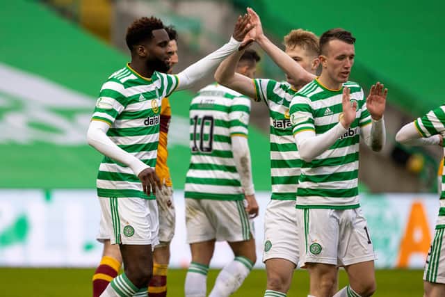 Odsonne Edouard celebrates after scoring to make it 2-0 to Celtic in their win at home to Motherwell. (Photo by Alan Harvey / SNS Group)