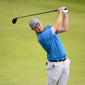Jack McDonald plays his second shot on the 16th hole in a practice round prior to the 152nd Open at Royal Troon. Picture: Ross Kinnaird/Getty Images.