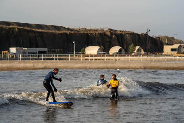 Surfing lessons at the Lost Shore Surf Resort