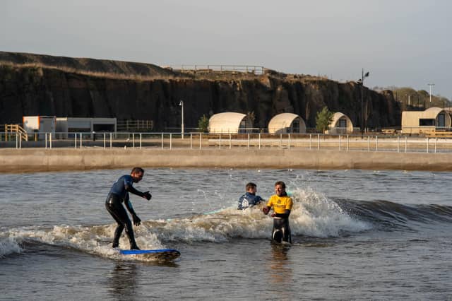 Surfing lessons at the Lost Shore Surf Resort