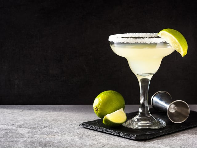 The Margarita is one of the most popular cocktails in the world - all year round. Shake up ice, 50ml tequila, 25ml lime juice and 20ml triple sec. Pour into a glass with salt around the rim (rub lime juice along the rim, then dip the glass onto a small amount of salt) and garnish with a lime slice.