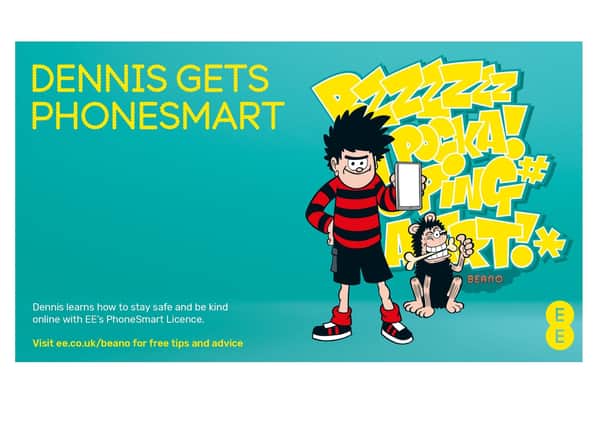 Beano favourite Dennis is a smartphone mischief-maker– but now his antics are helping protect kids online