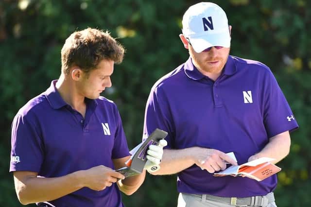 Northwestern University head men's golf coach David Inglis, right, talks tactics with fellow Scot Ryan Lumsden in a tournament during his time with the 'Wildcats' in Illinois. Picture: Northwestern University