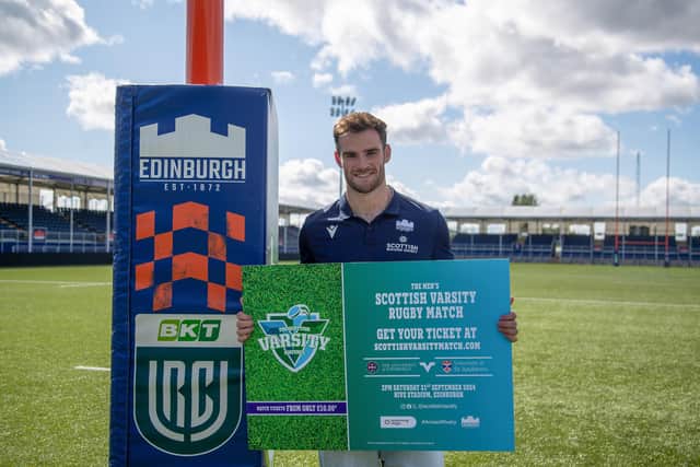 Matt Currie promotes the varsity match between University of Edinburgh and St Andrews University which takes place at Edinburgh Rugby’s Hive Stadium on Saturday September 21.