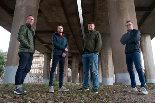 From left to right: Paul O’Brien, sales director; Richard Dunne, CEO; Brendan Dunne, CFO; and James MacDuff, support team leader, all based at fast-growing Scottish e-commerce innovator OnePatch.