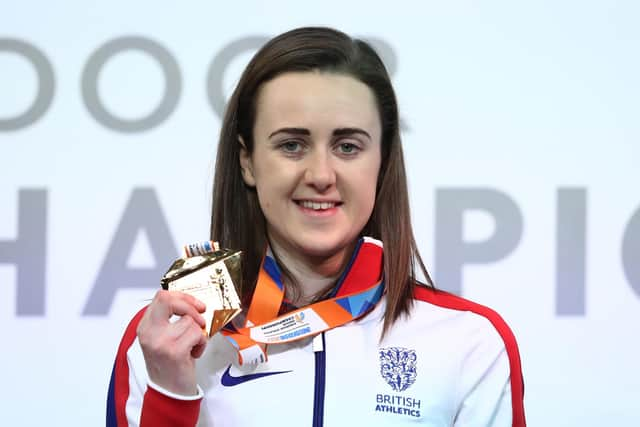 Muir shows off her 1500m gold medal back in 2017 from Belgrade.