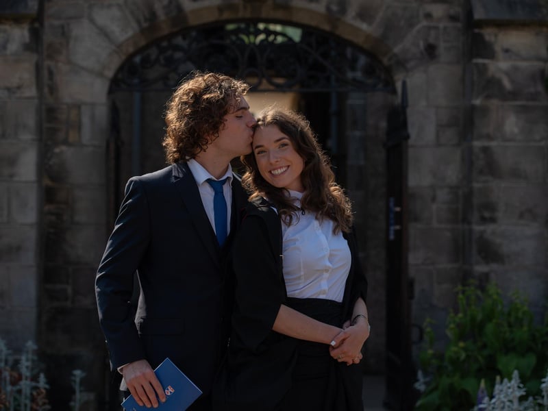 Ellie Lang from Gartmore celebrating with her boyfriend Marc, who graduated from St Andrews last year