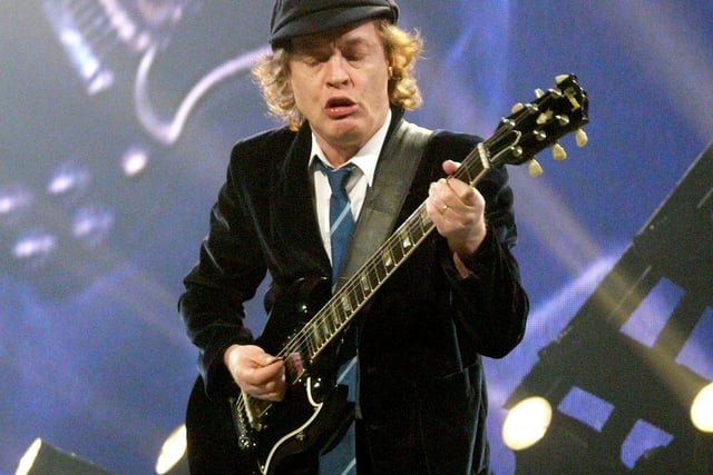 Rock giants AC/DC may have formed in Australia, but their Scottish lineage is clear. Founding members Angus (pictured) and Malcolm Young. were born in Glasgow, while former front man Bon Scott, who died in 1980, was born in Kirriemuir.