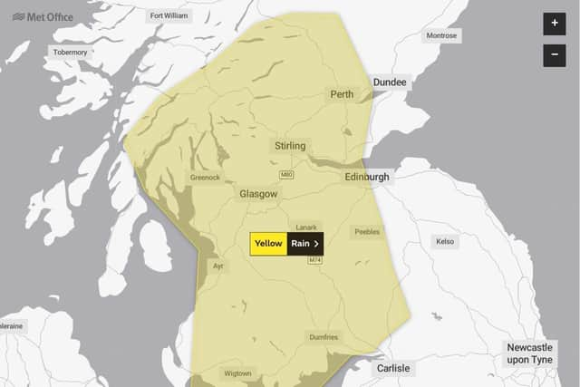 The rain warning will be in force from 3am to 6pm on Friday but subject to change. Picture: Met Office