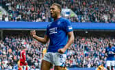 Rangers' Cyriel Dessers celebrates as he scores to make it 1-0 against Motherwell.