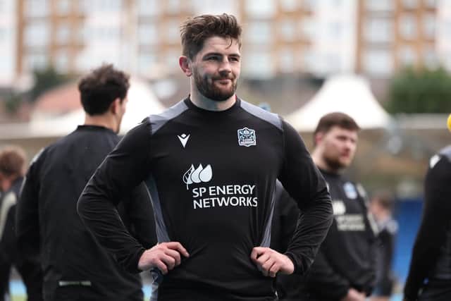 Ally Miller during a Glasgow Warriors open training session at Scotstoun.