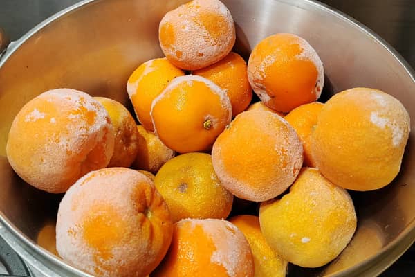 3kg of Seville oranges from the freezer, ready to turn into marmalade. Picture: Will Slater