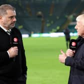 Celtic manager Ange Postecoglou with predecessor Gordon Strachan. The Australian says he "knows his place" when comparisons are drawn between the pair, or he is matched up to any other multiple trophy-winners in the role. (Photo by Alan Harvey / SNS Group)