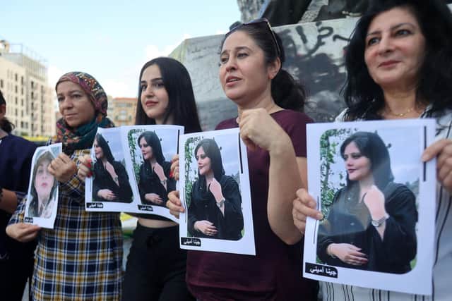 Women in Lebanon's capital Beirut protest over the death of Mahsa Amini in Iran (Picture: Anwar Amro/AFP via Getty Images)